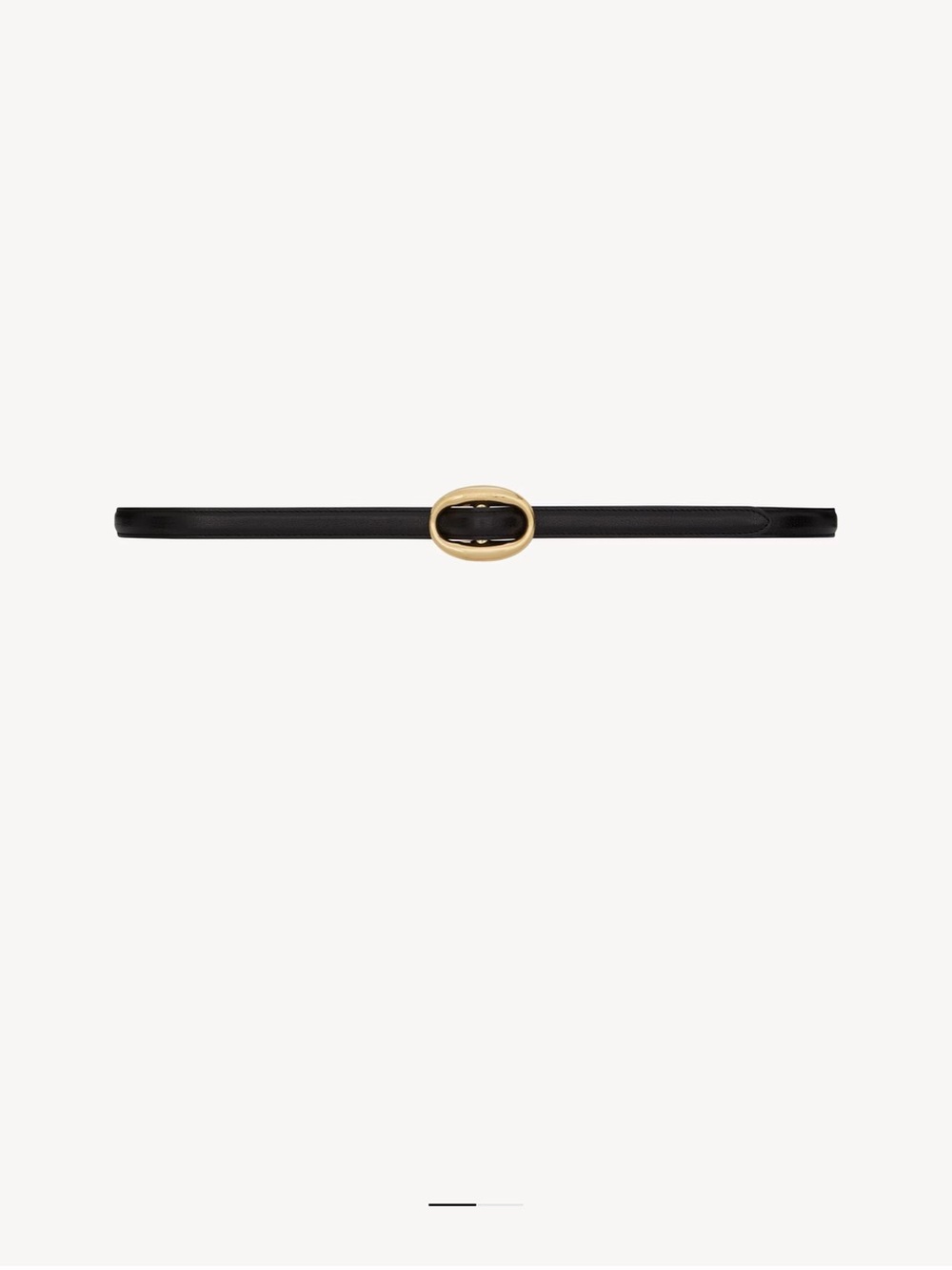 Saint Laurent Black Slim Leather Belt with Gold Oval Buckle